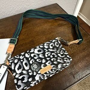 Consuela Black and White Animal Print Crossbody Bag